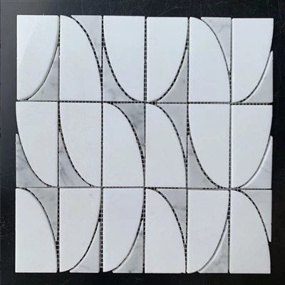 Thassos Perlemor Chevron Marble Mosaic